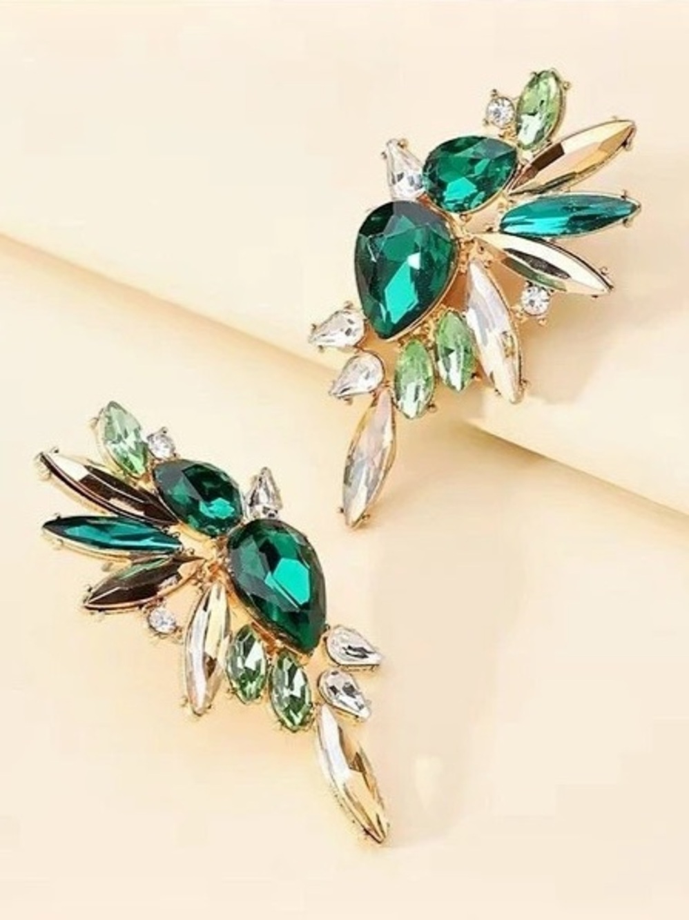 Green & Gold Drop Earrings New